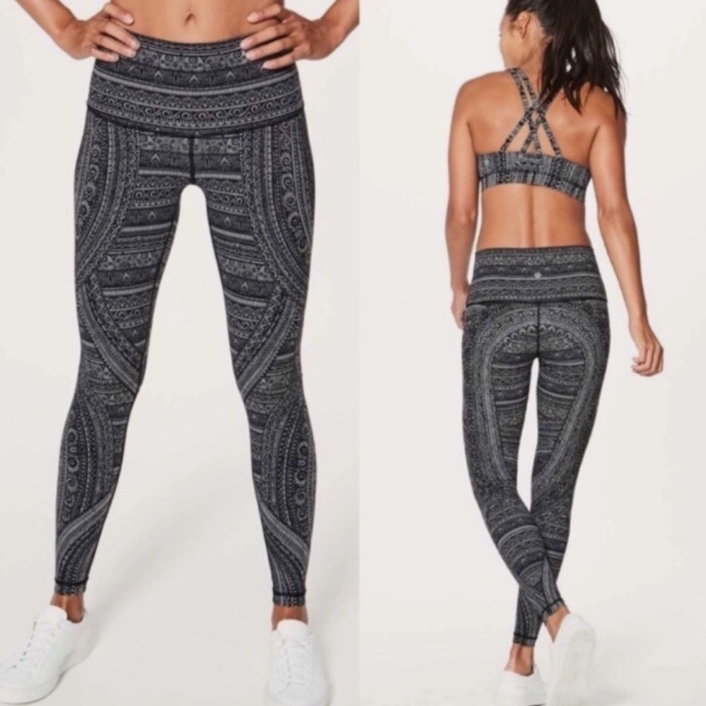 Lululemon Wunder Under Hi-Rise‎ Tight Nulux Entwined Ice Grey Black Size 6